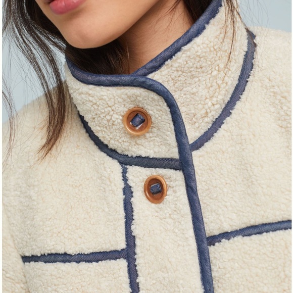 Anthropologie Piped Sherpa Jacket | Women’s Size XS - Picture 3 of 10